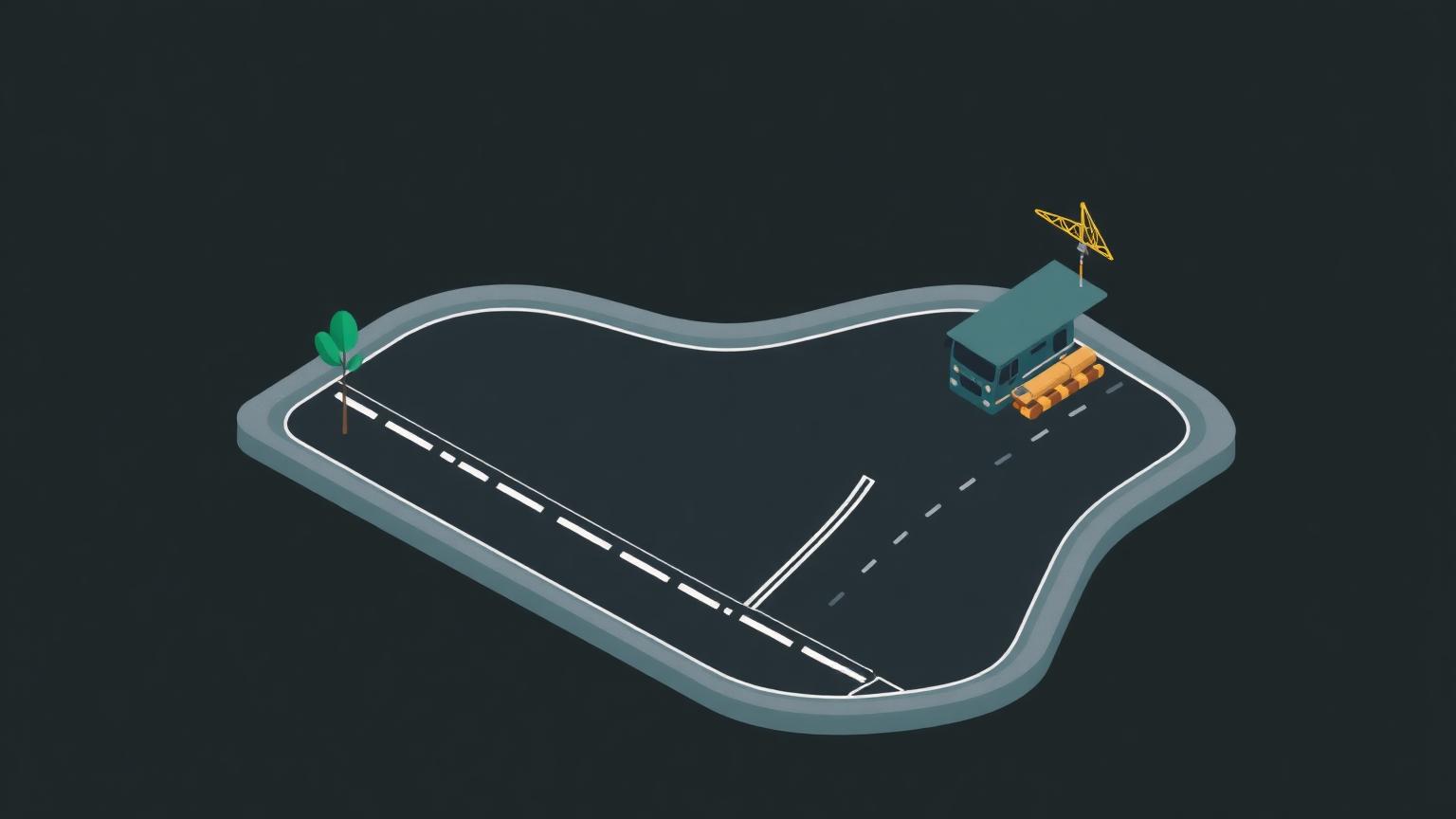 Two paths for solving a software need Isometric illustration of a road forking into a paved path and one under construction