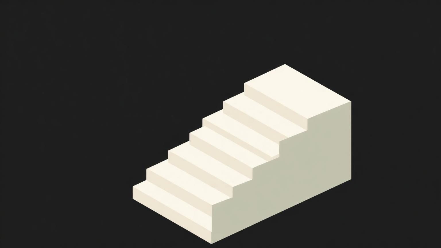 Isometric illustration of a clean ascending staircase of blank blocks